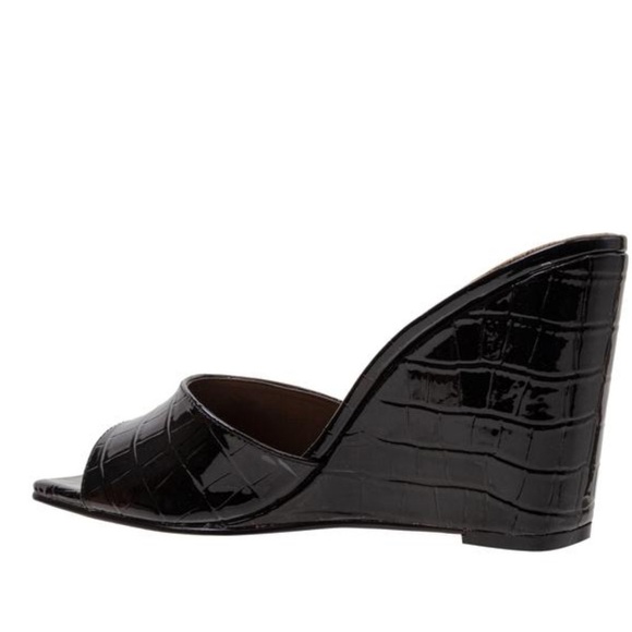 Lisa Vicky Adore-V Wedge Sandal Black Croco Pattern Size 7.5 NIB - Picture 2 of 7